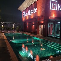 Roof top pool at night till 9pm.