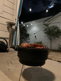 we made some amazing steak on our little camping grill with a good view of the backyard.