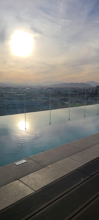 Night view of pool side.