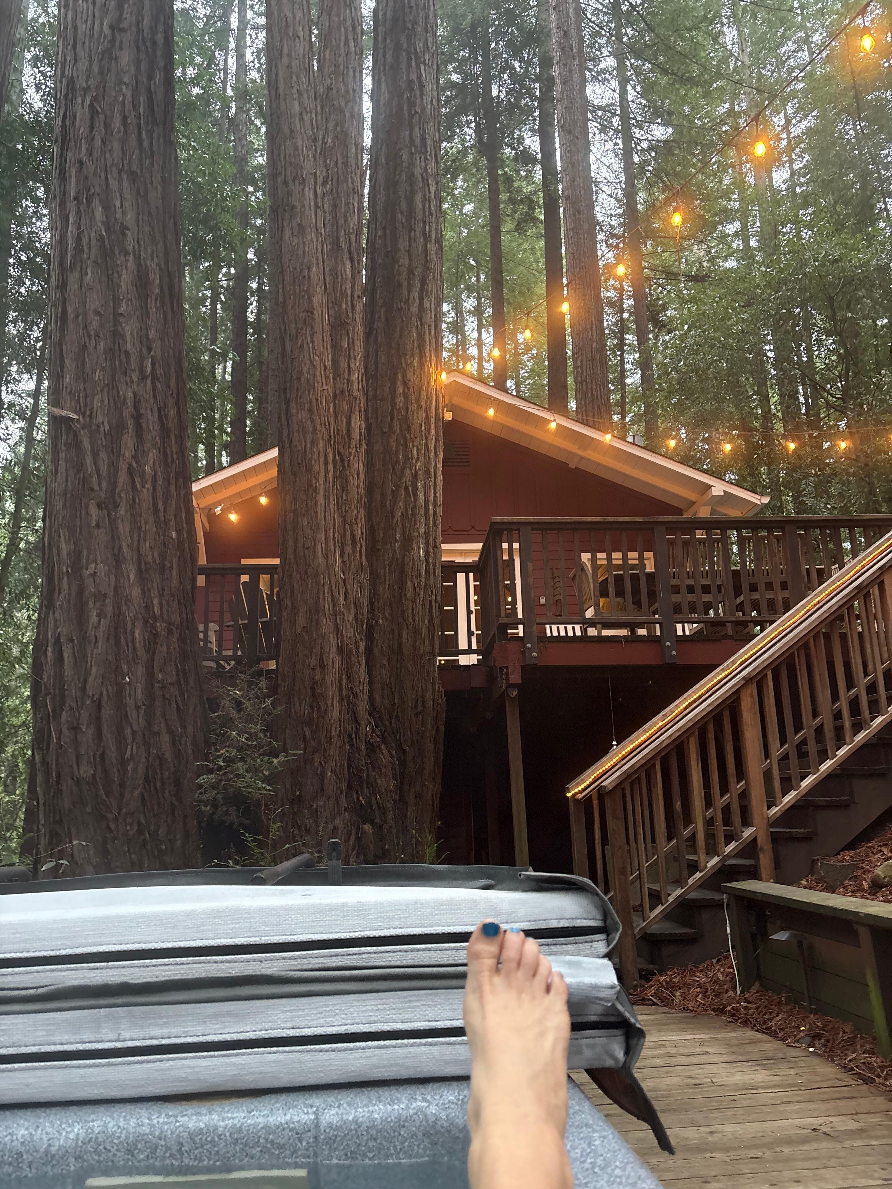 Relaxing in the hot tub