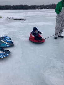 Our youngest on his sled