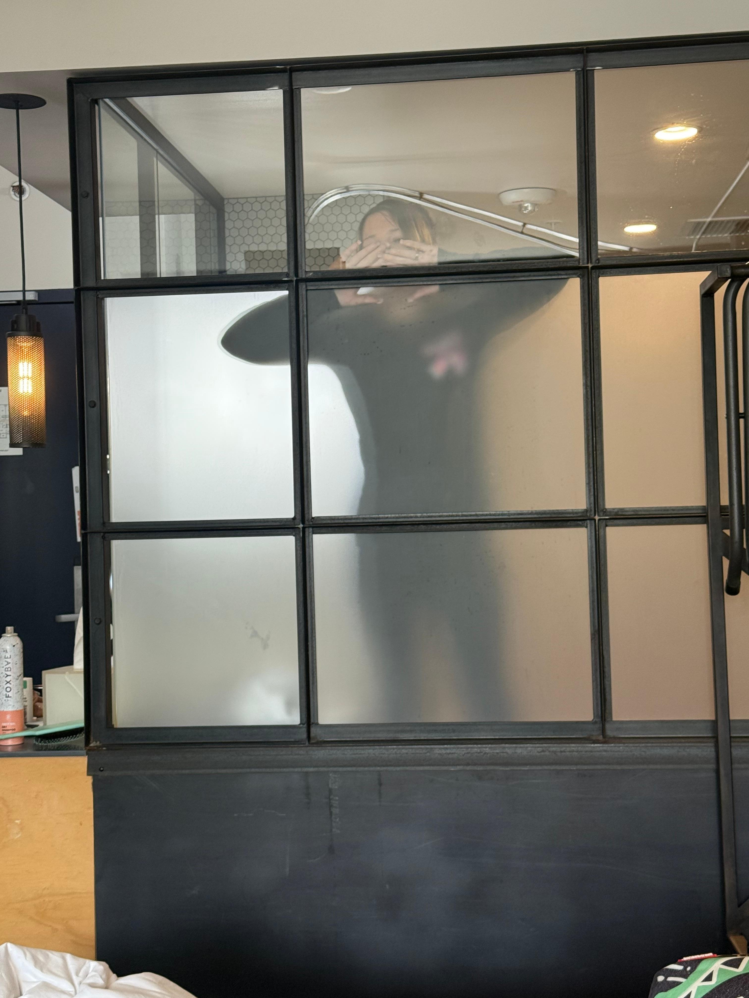 Bathroom was fun but this is the shower and it’s see thru, if privacy is a concern