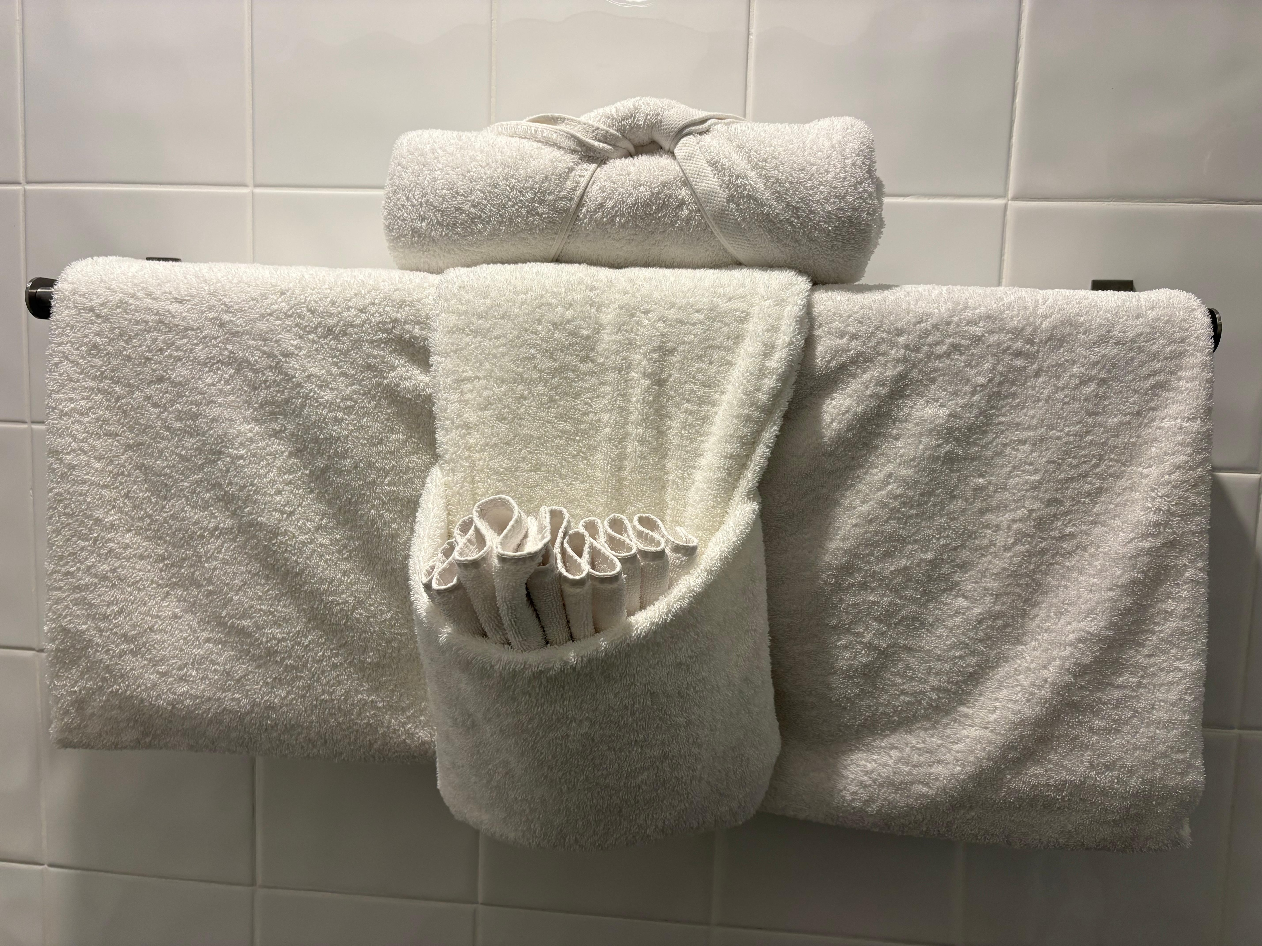 Cute way towels were in the bathroom