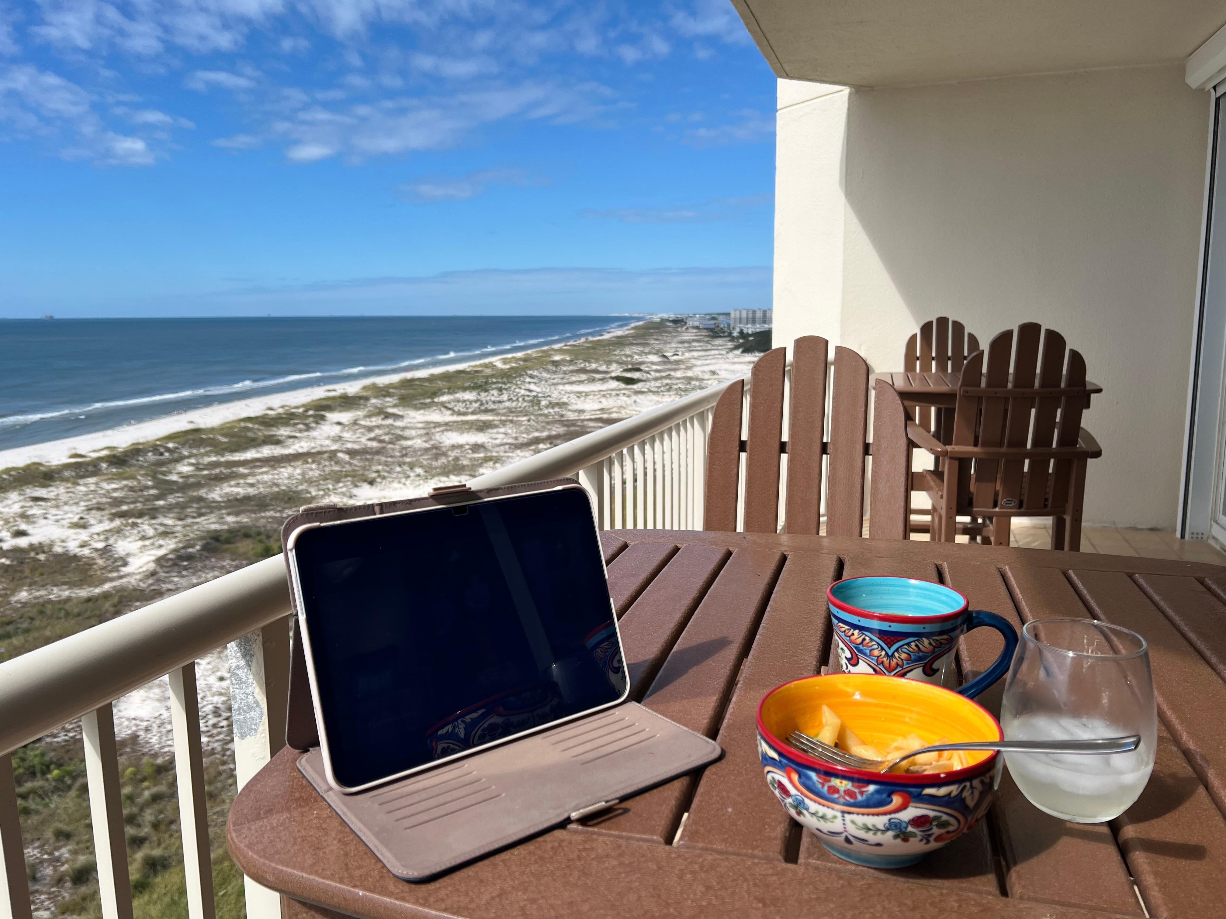 Breakfast on the veranda of the unit