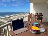 Breakfast on the veranda of the unit