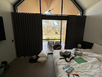 See upper triangle area which lets in all light. Needs a blockout film attched