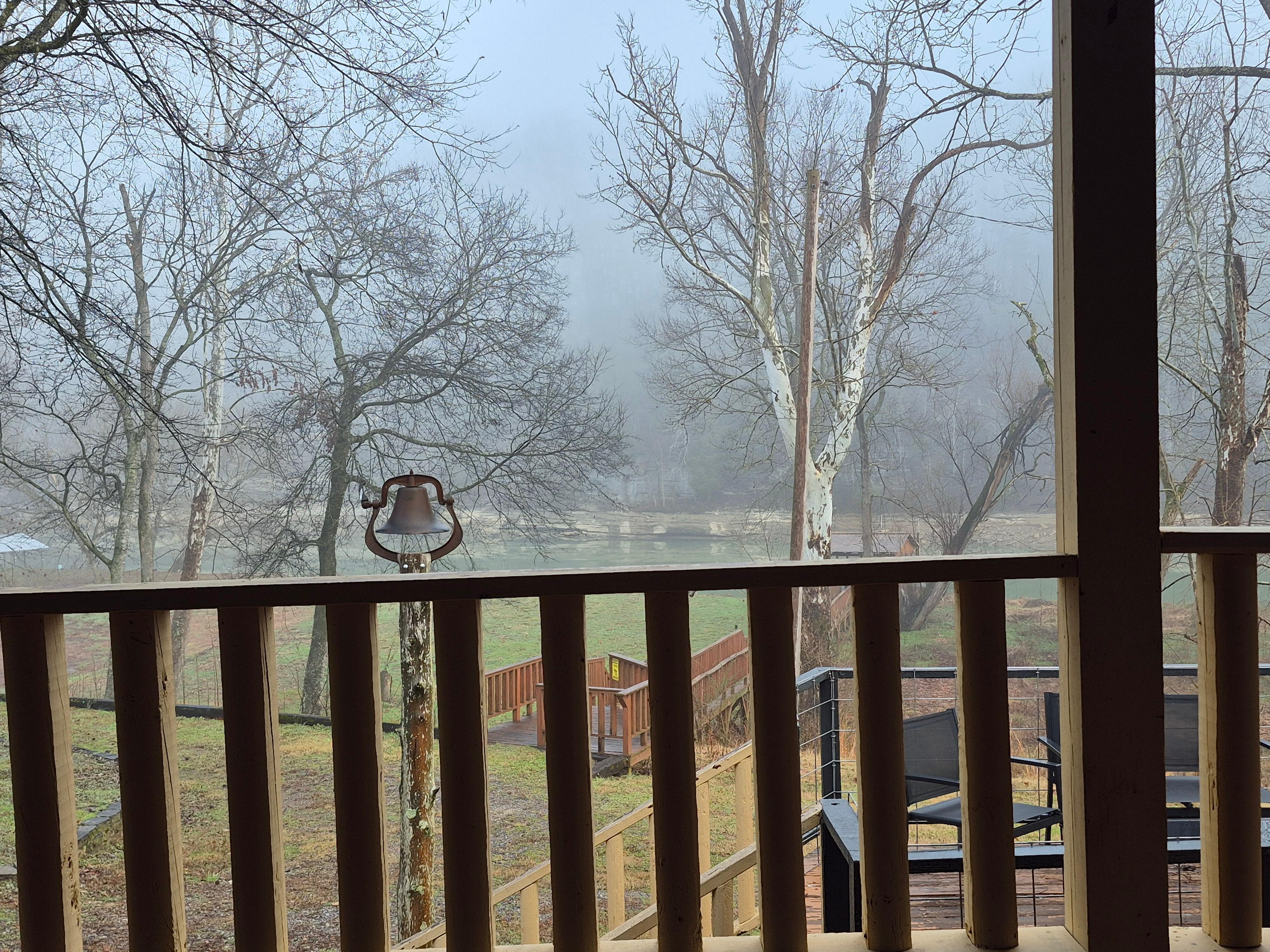 The porch is the perfect place to hang out and drink coffee in the mornings.