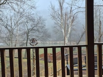 The porch is the perfect place to hang out and drink coffee in the mornings.