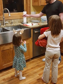 The kitchen was clean, fully stocked and plenty of room for the family to help each other out for cooking.