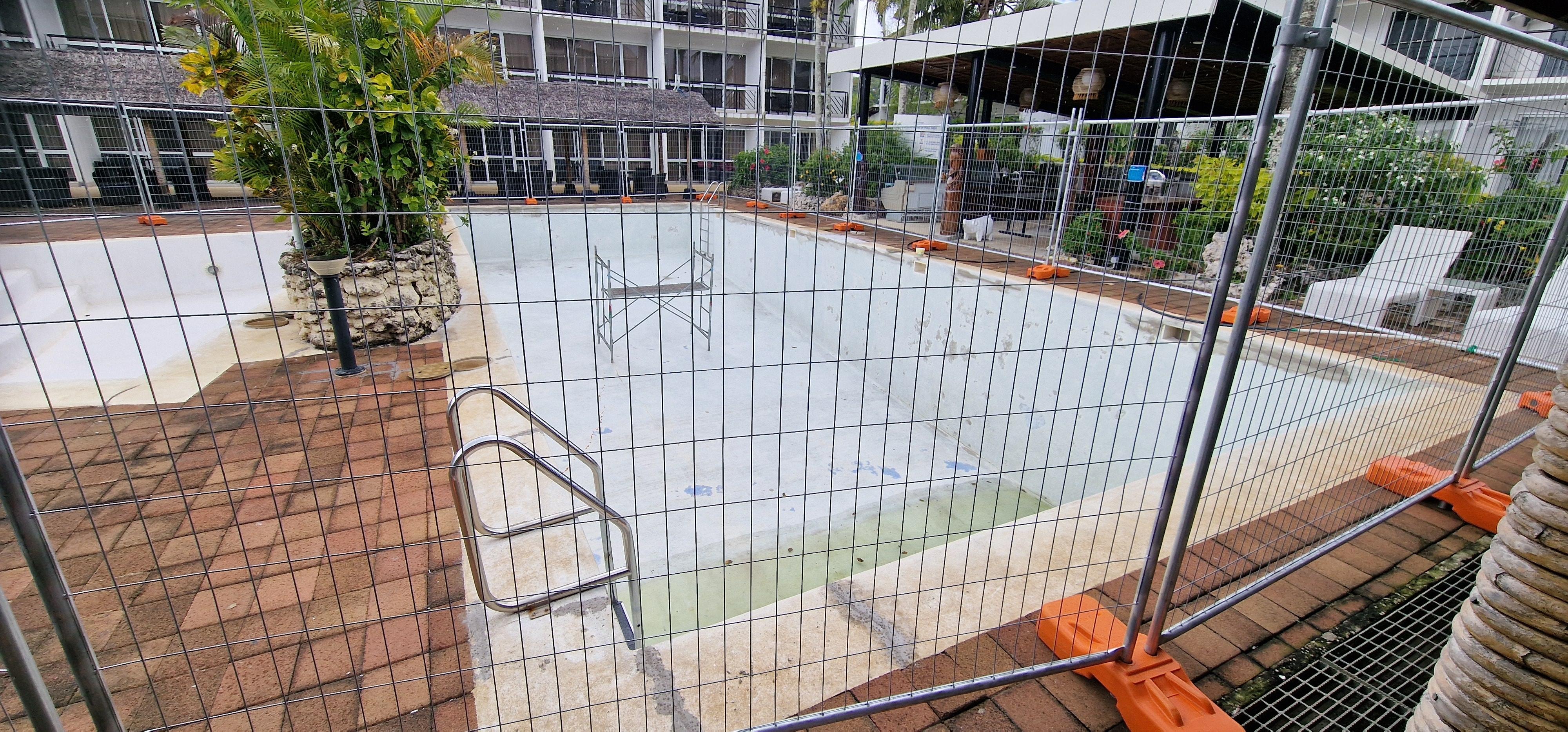 Swimming pool fenced off for renovation