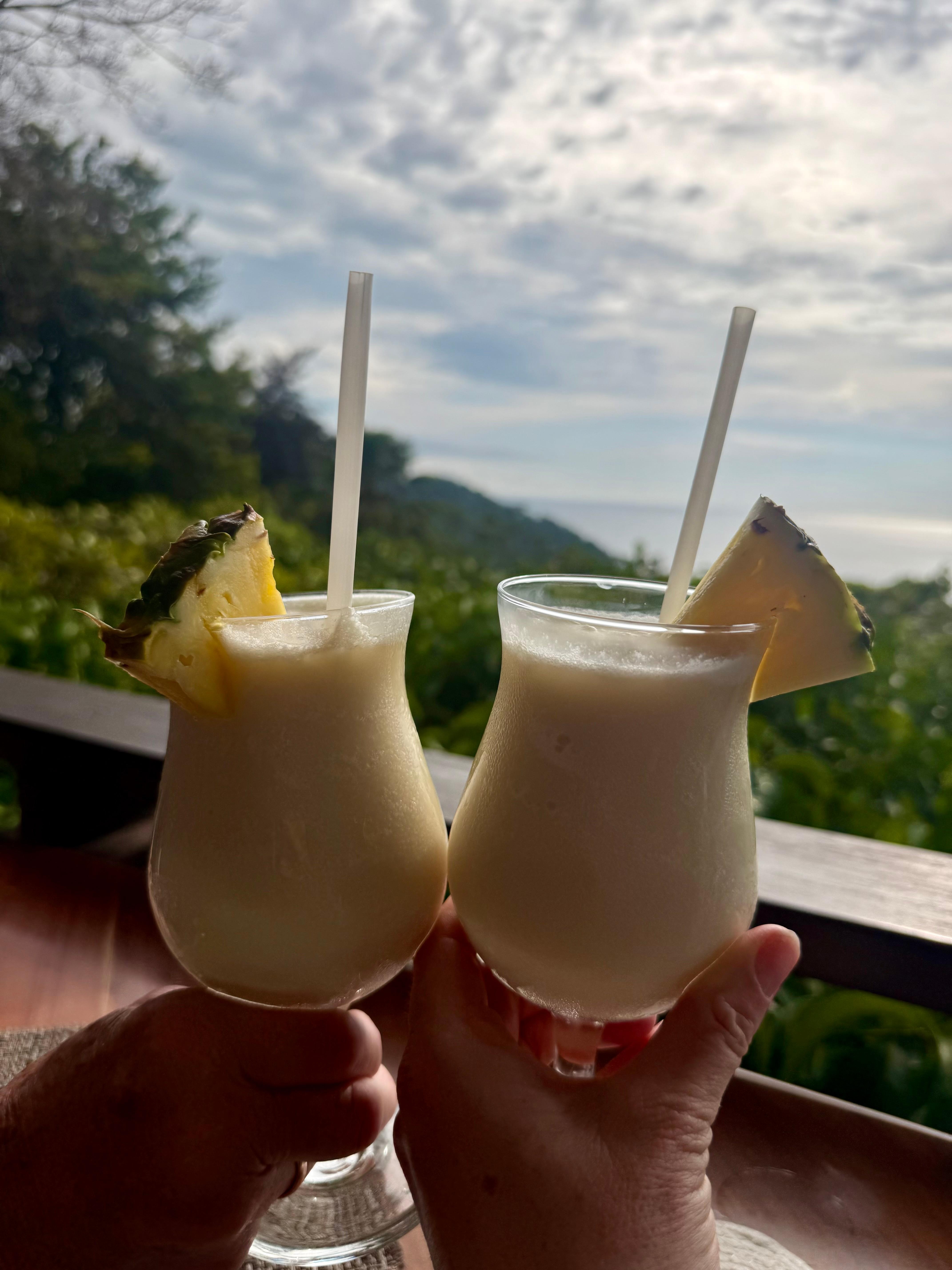 Piña coladas at Tule Cafe