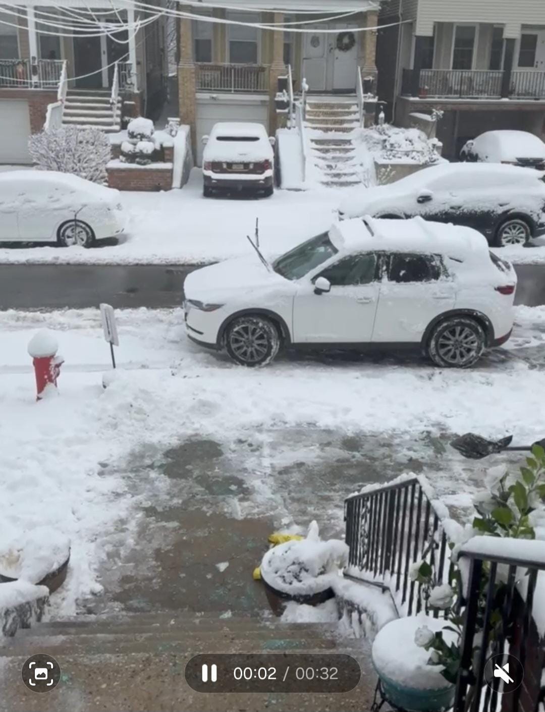Planters blocking access to railing