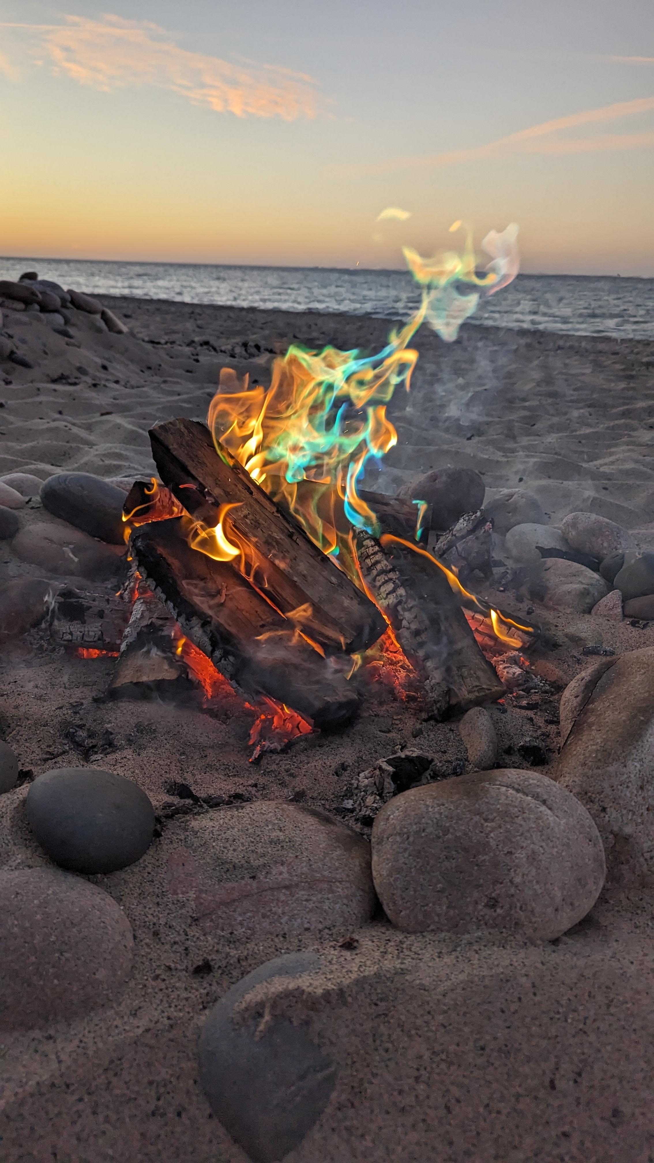 Fire on the beach Lake Superior