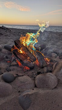 Fire on the beach Lake Superior