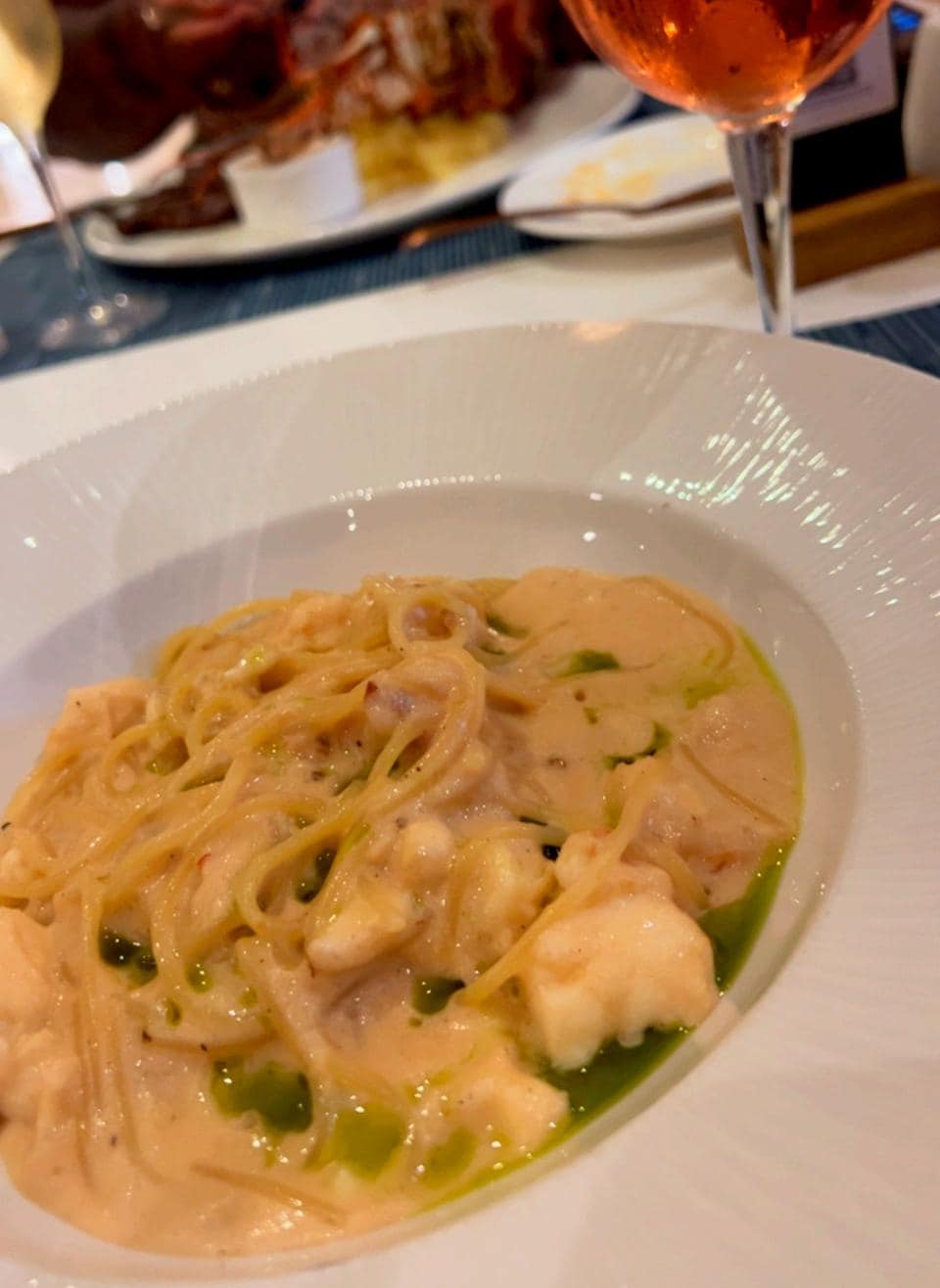 Shrimp and Lobster pasta in a creamy sauce yum!