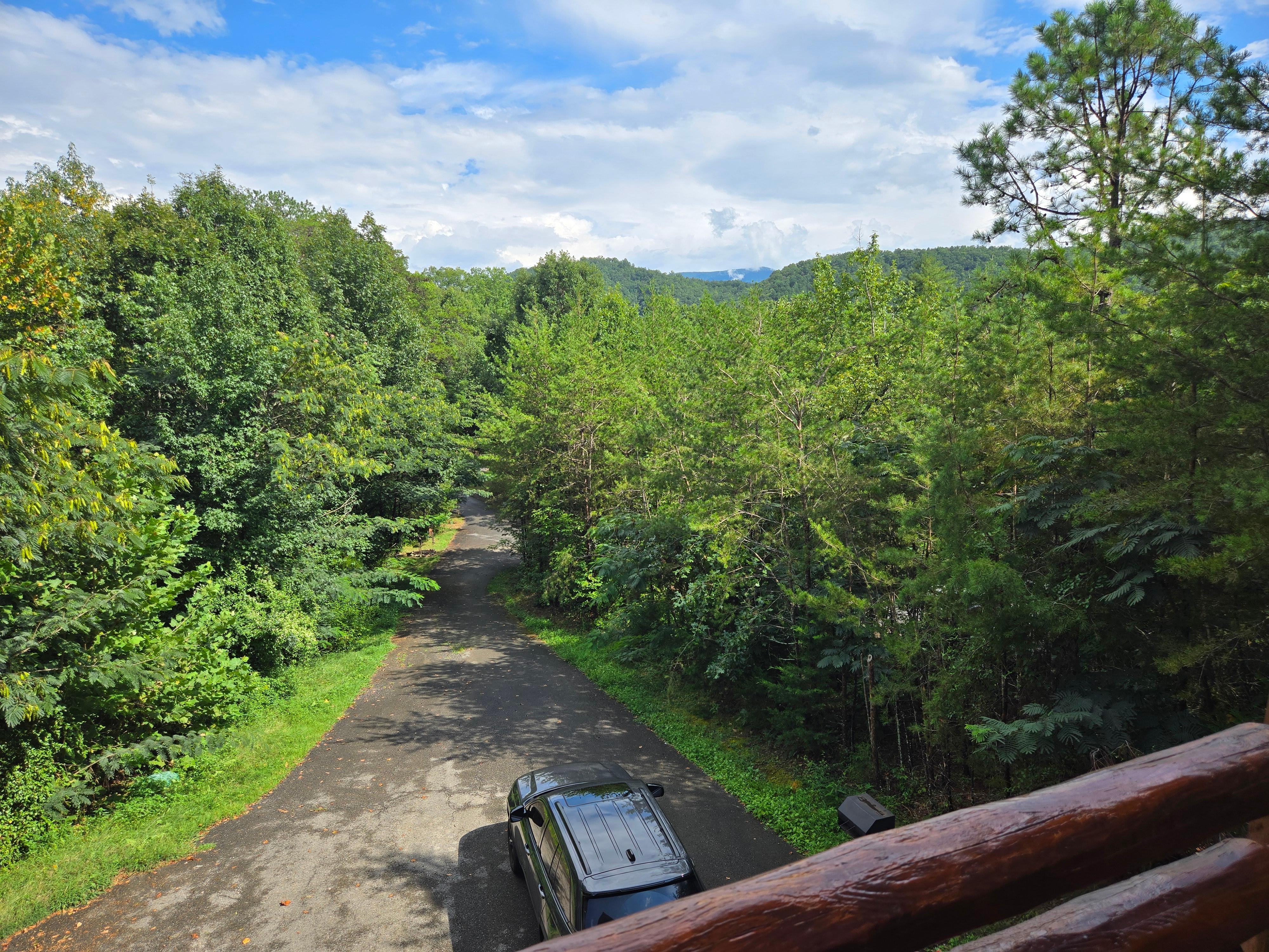 From the top deck looking down the driveway.