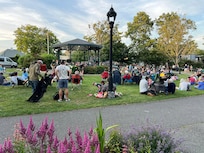 Local band playing on the square in Bar Harbor