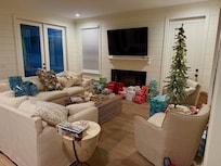 We brought a small Christmas tree. Christmas morning.