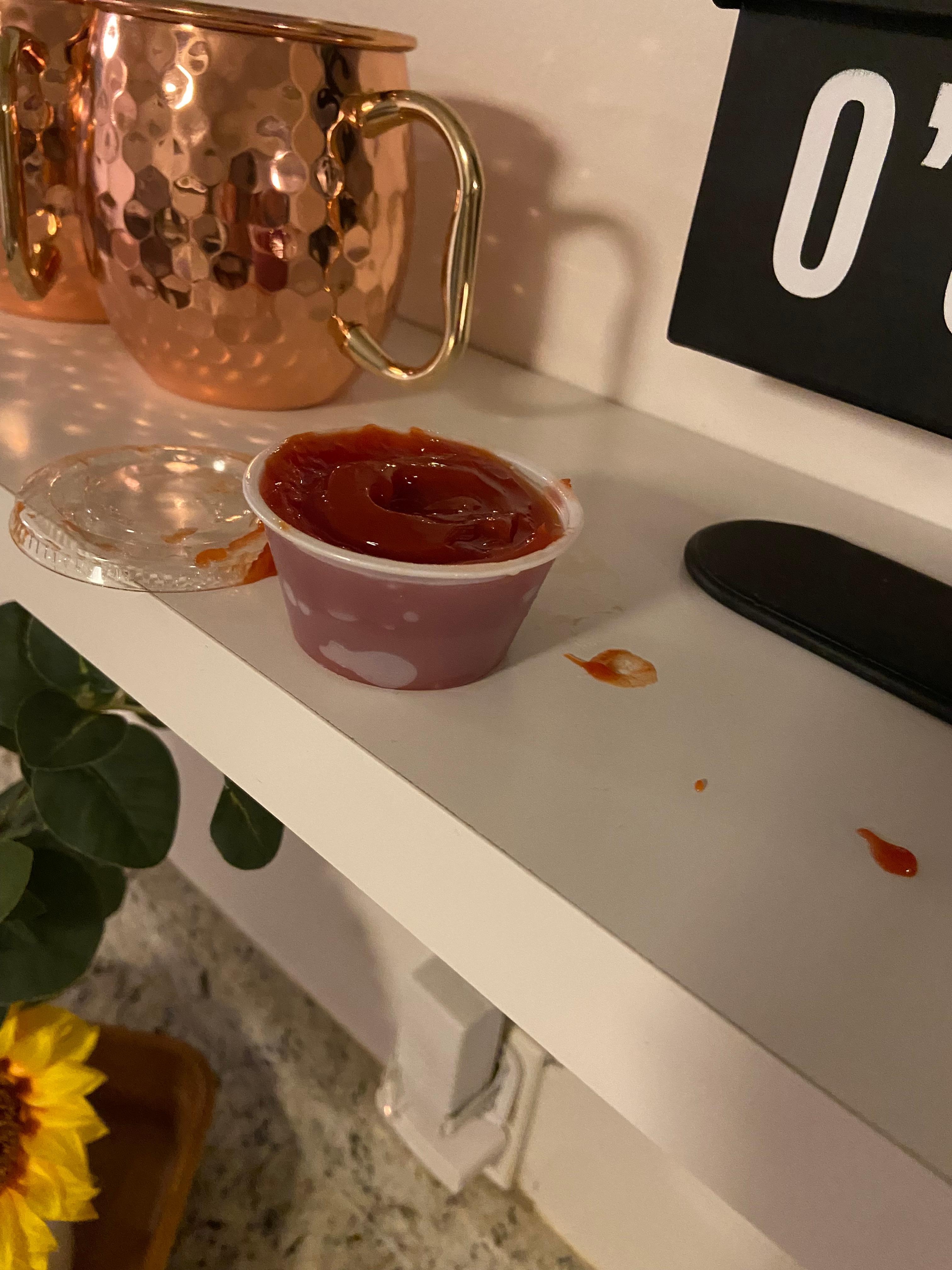 Leftover ketchup container 