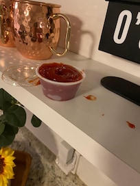 Leftover ketchup container