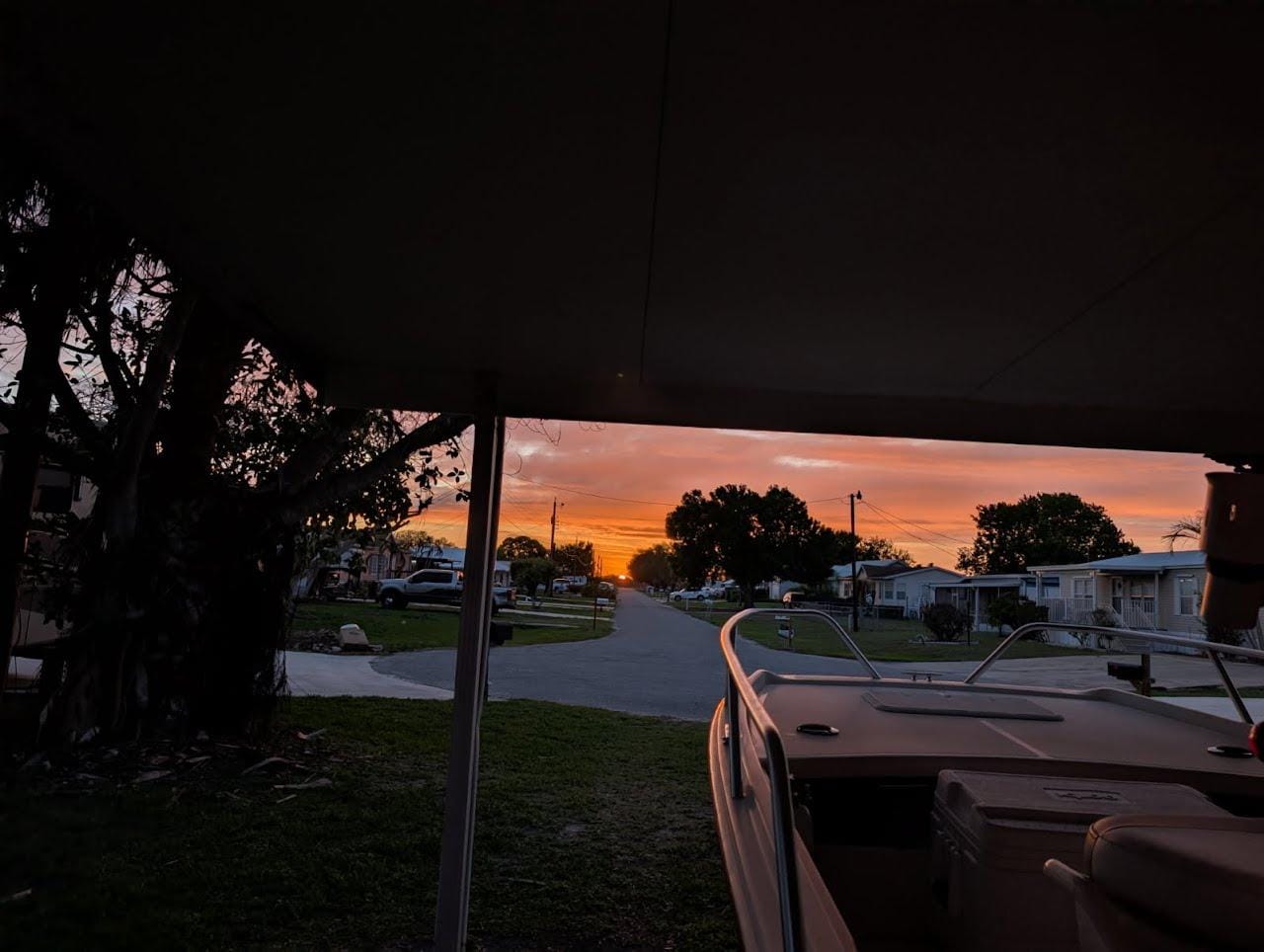 Sunset from under the carport 