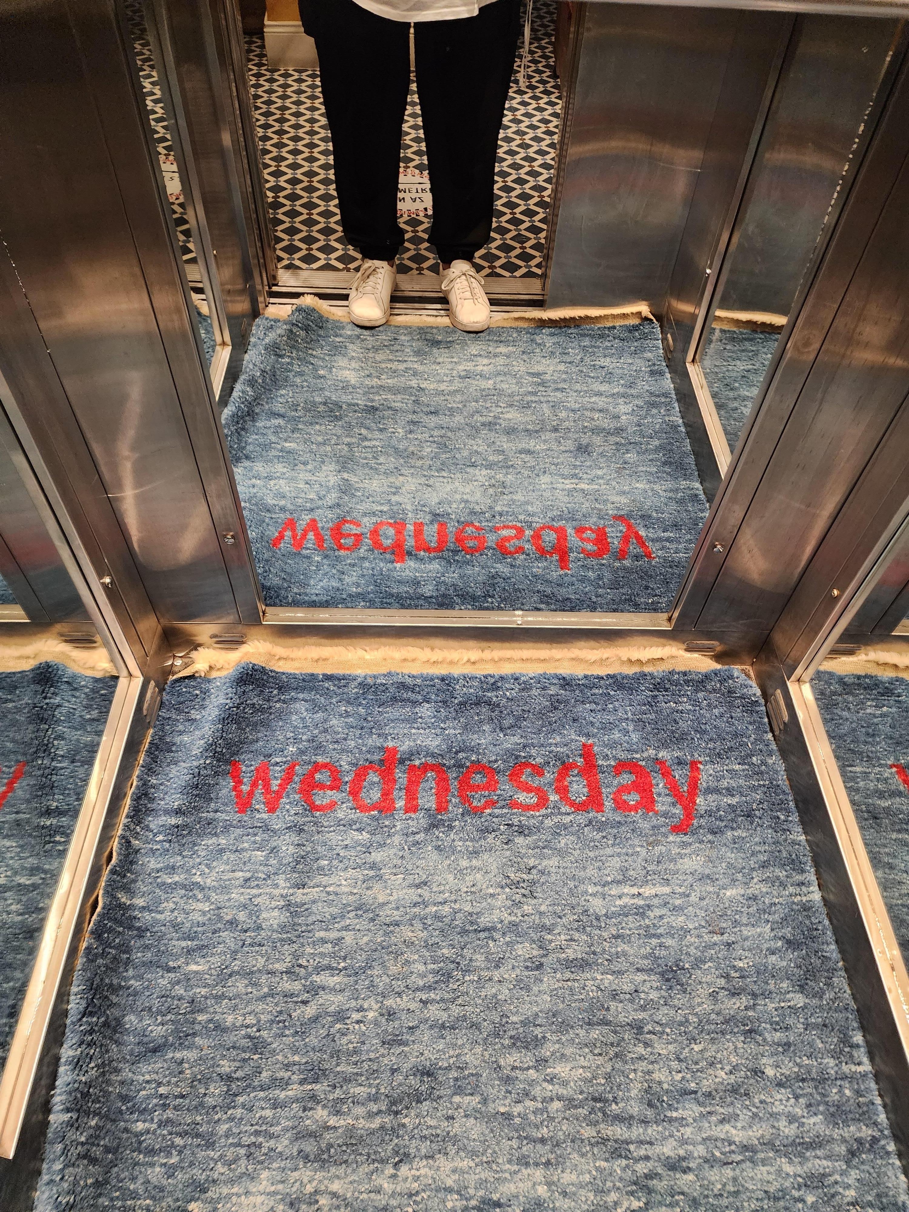 The carpet in the lift.