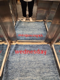 The carpet in the lift.