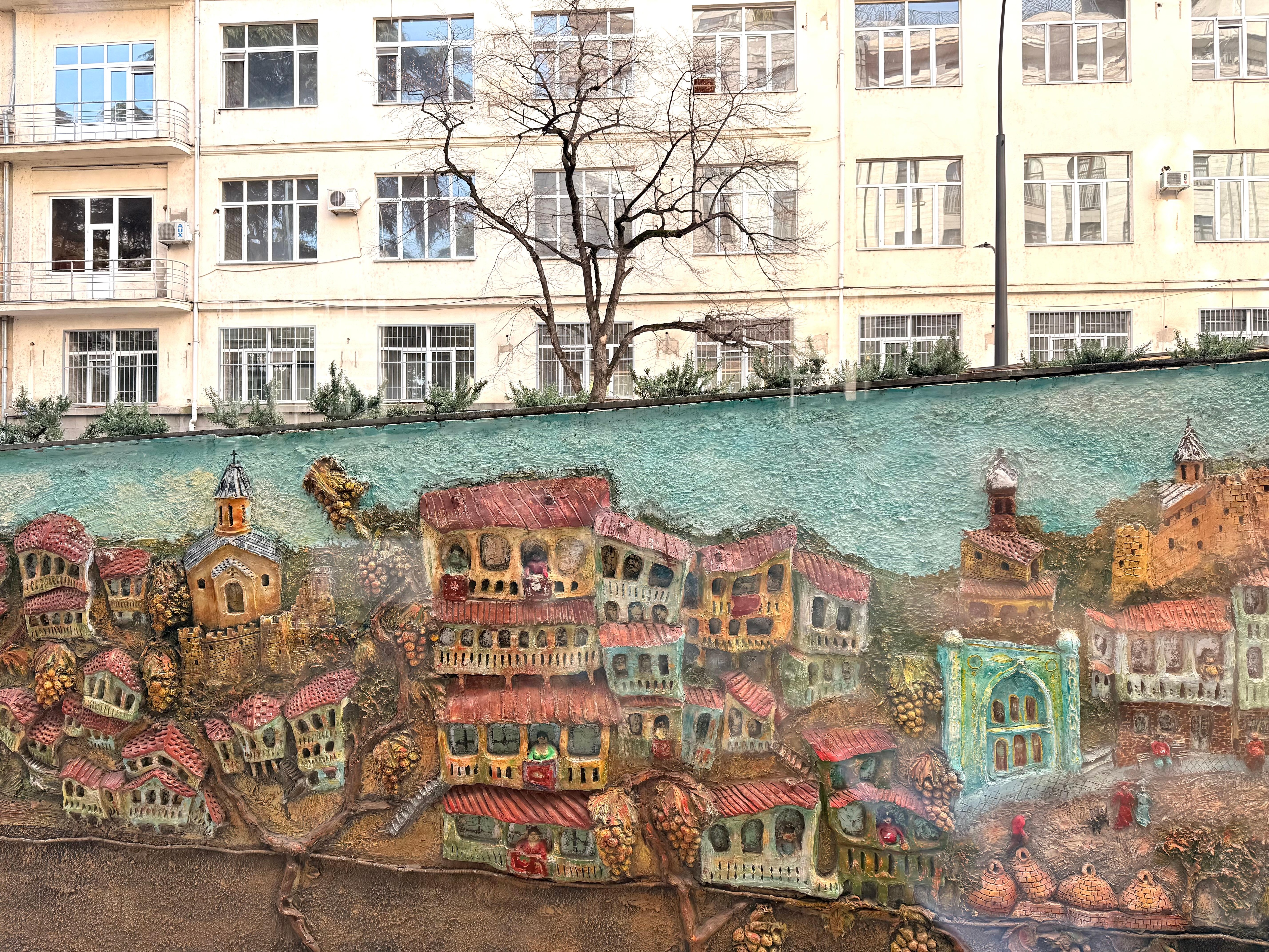 Wall Art outside of the hotel, going down to the car park