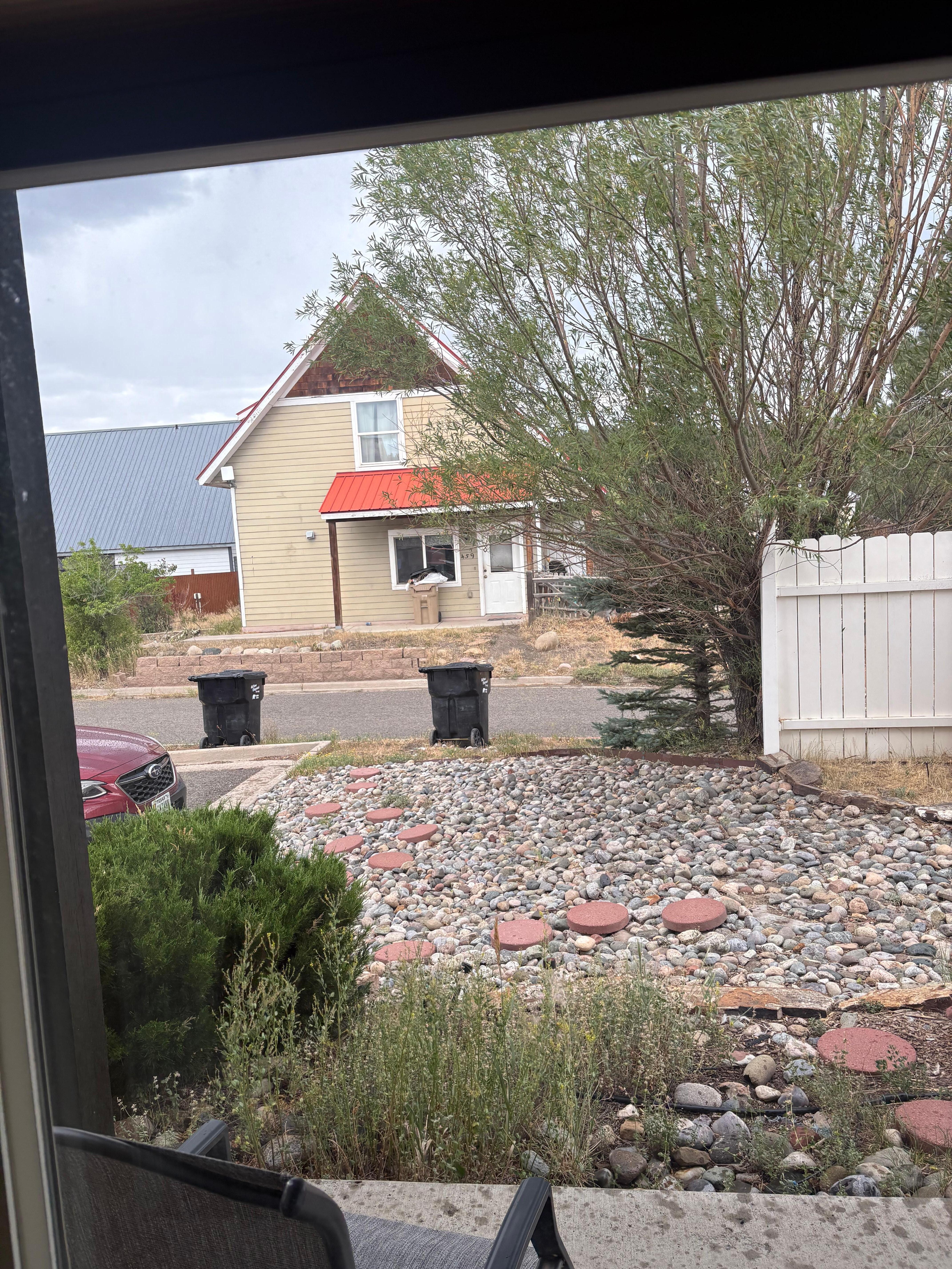 Across the street.