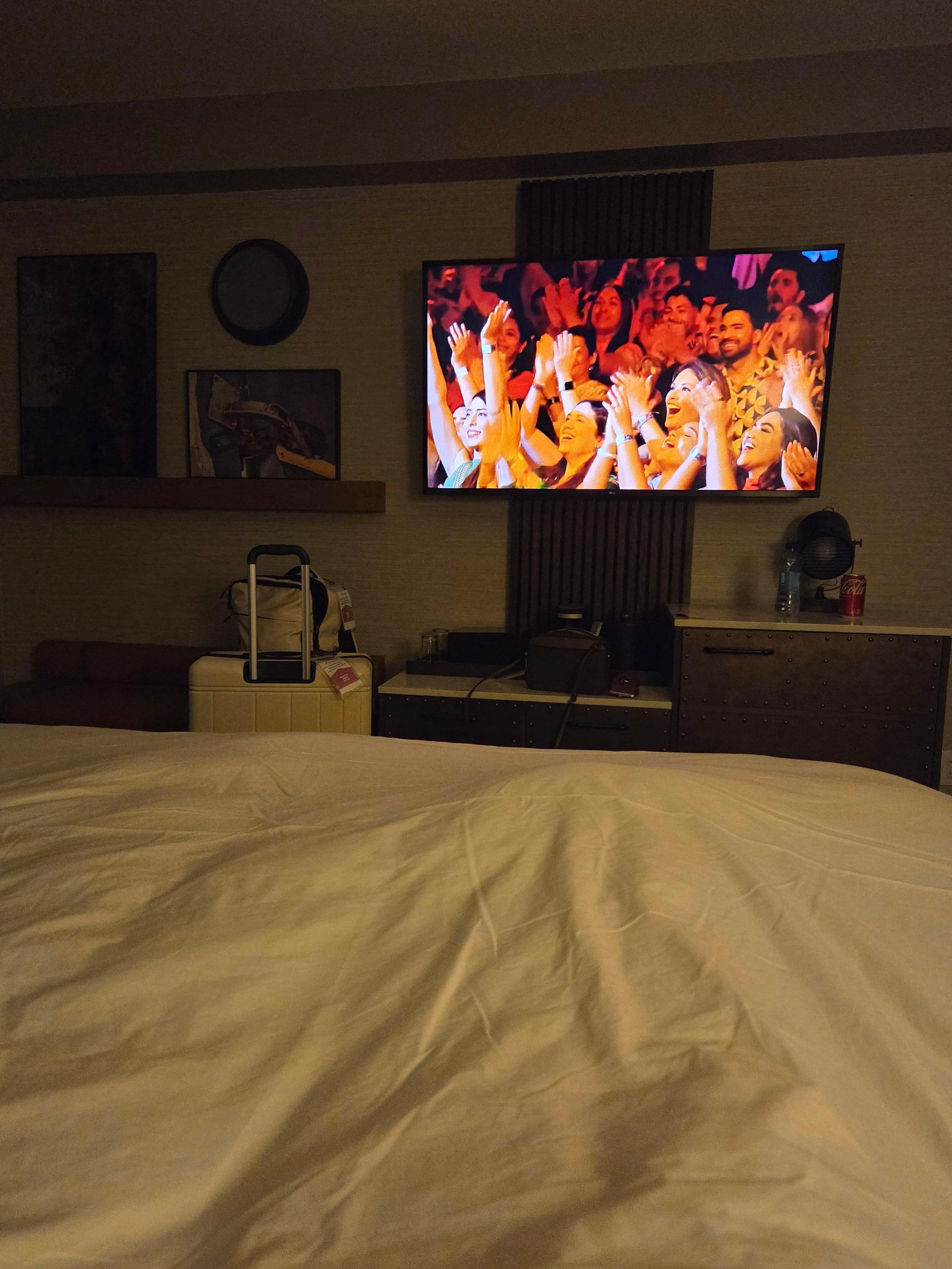 Nice size TV. Room is clean and comfortable 
