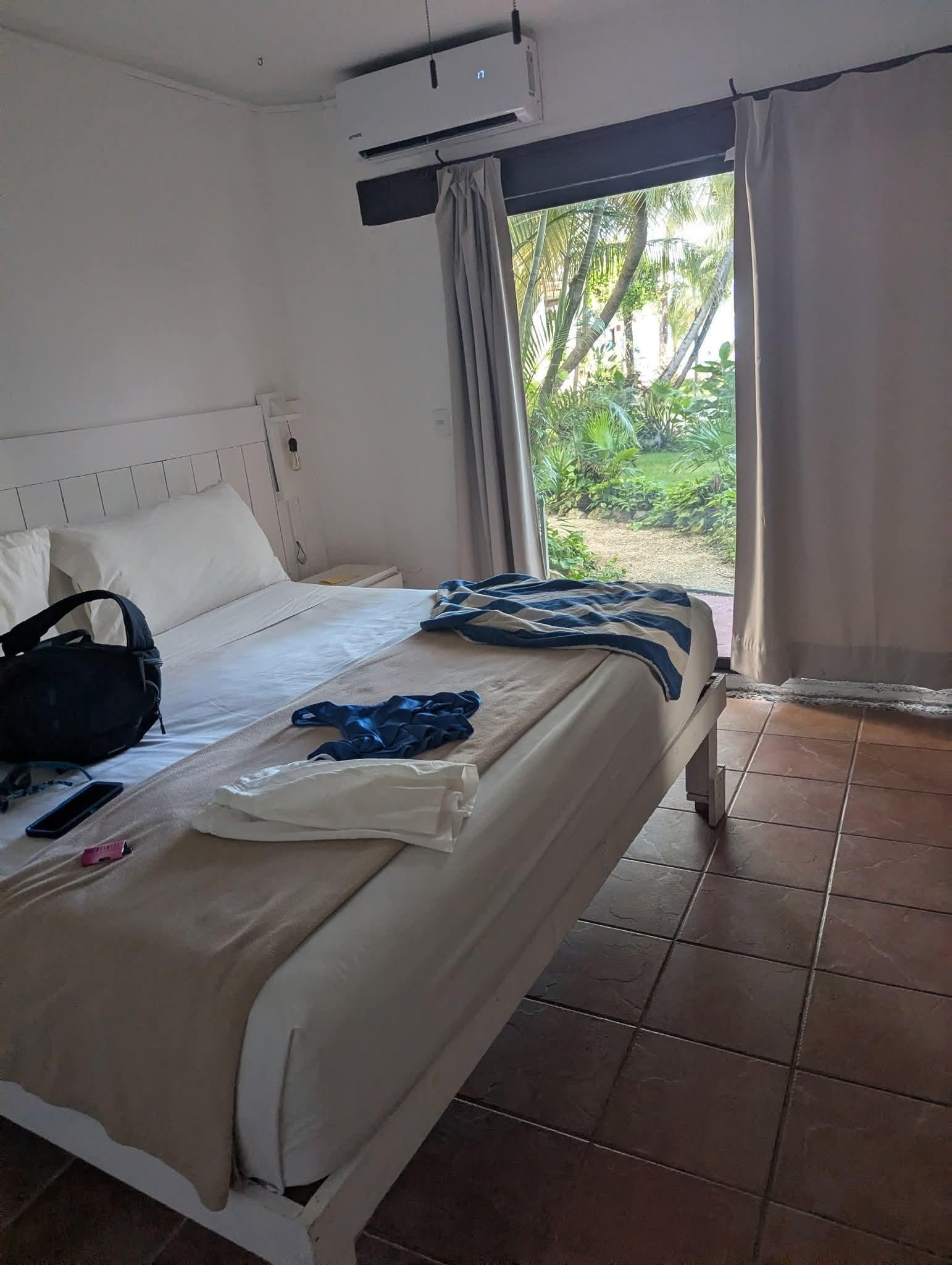 Only the one towel at the end of the bed for two people