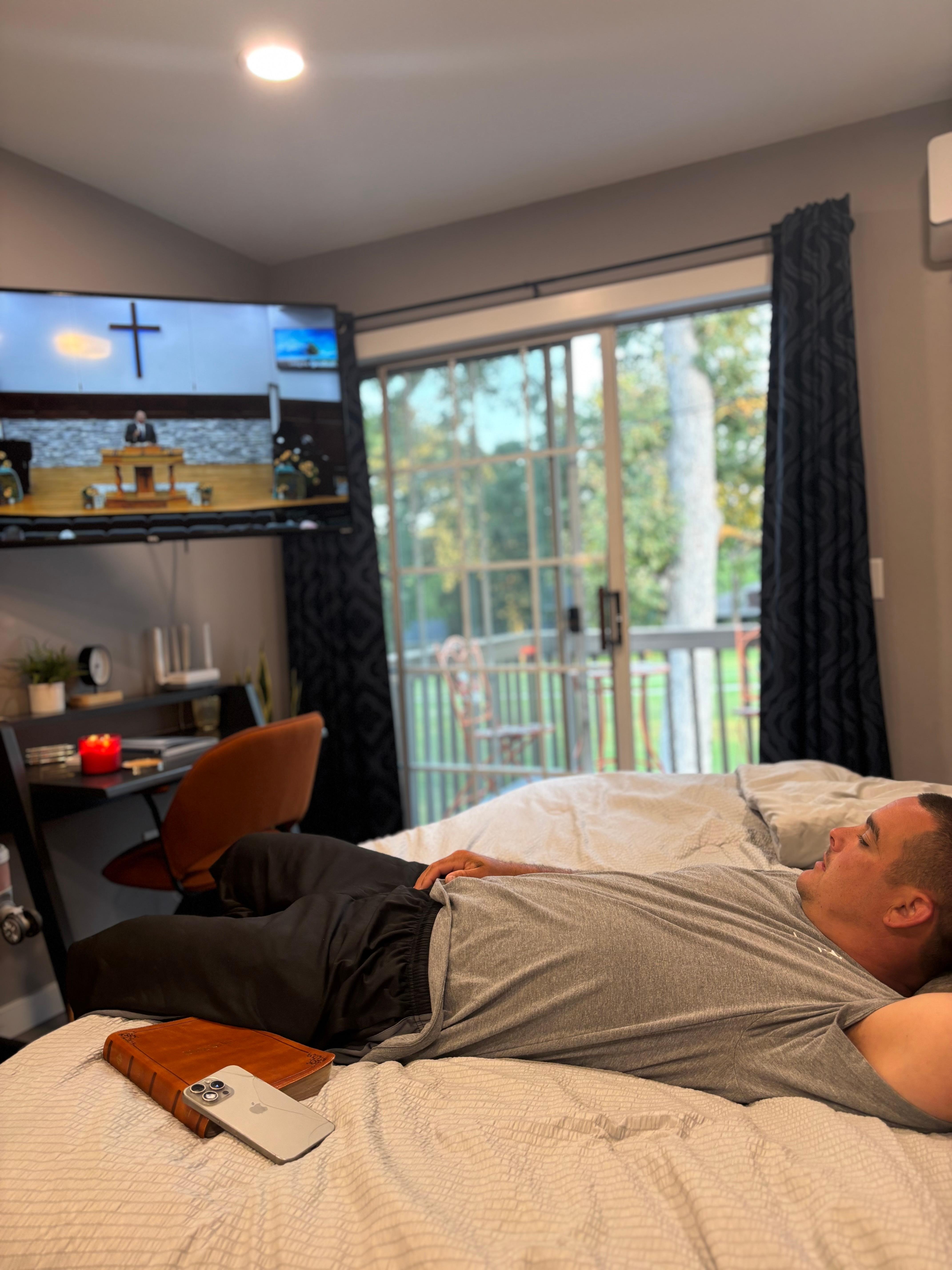 Chillin whatching our home Church