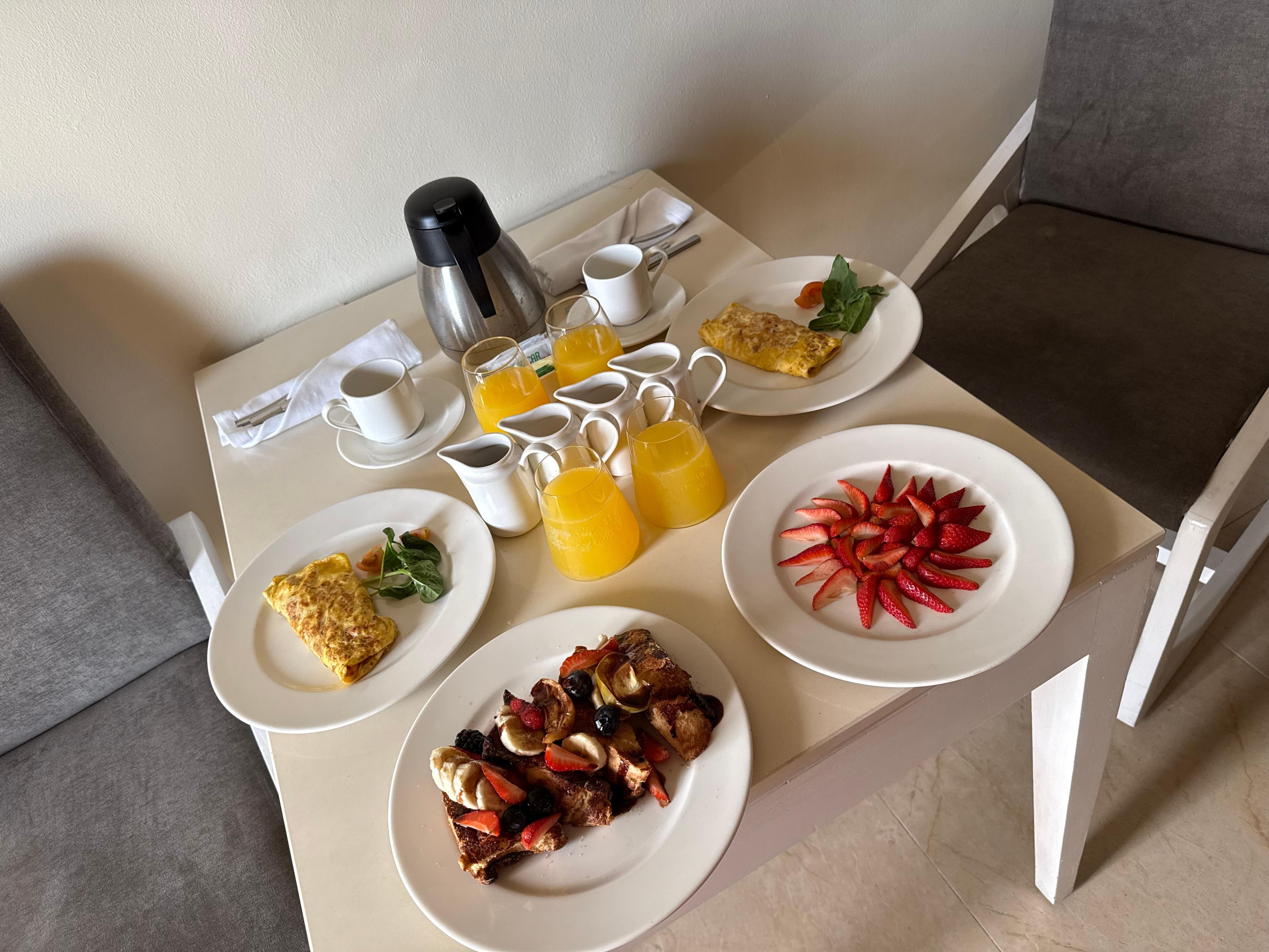 Breakfast in bed.  Included with the honeymoon suite at El Dorado Seaside Suites.
