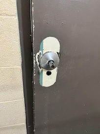 One of the handles in the stairwell up to rooms.