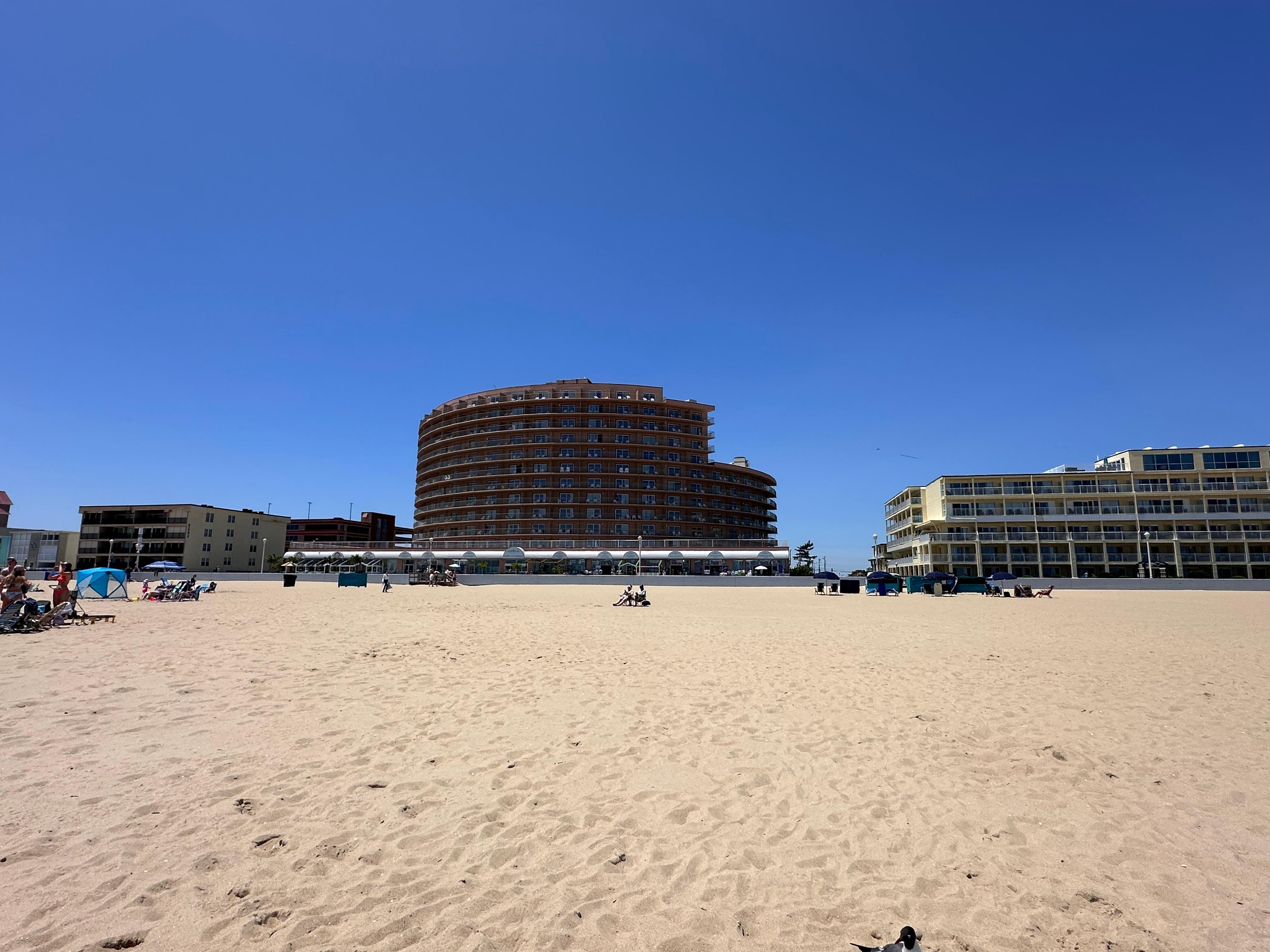 View of hotel from ocean