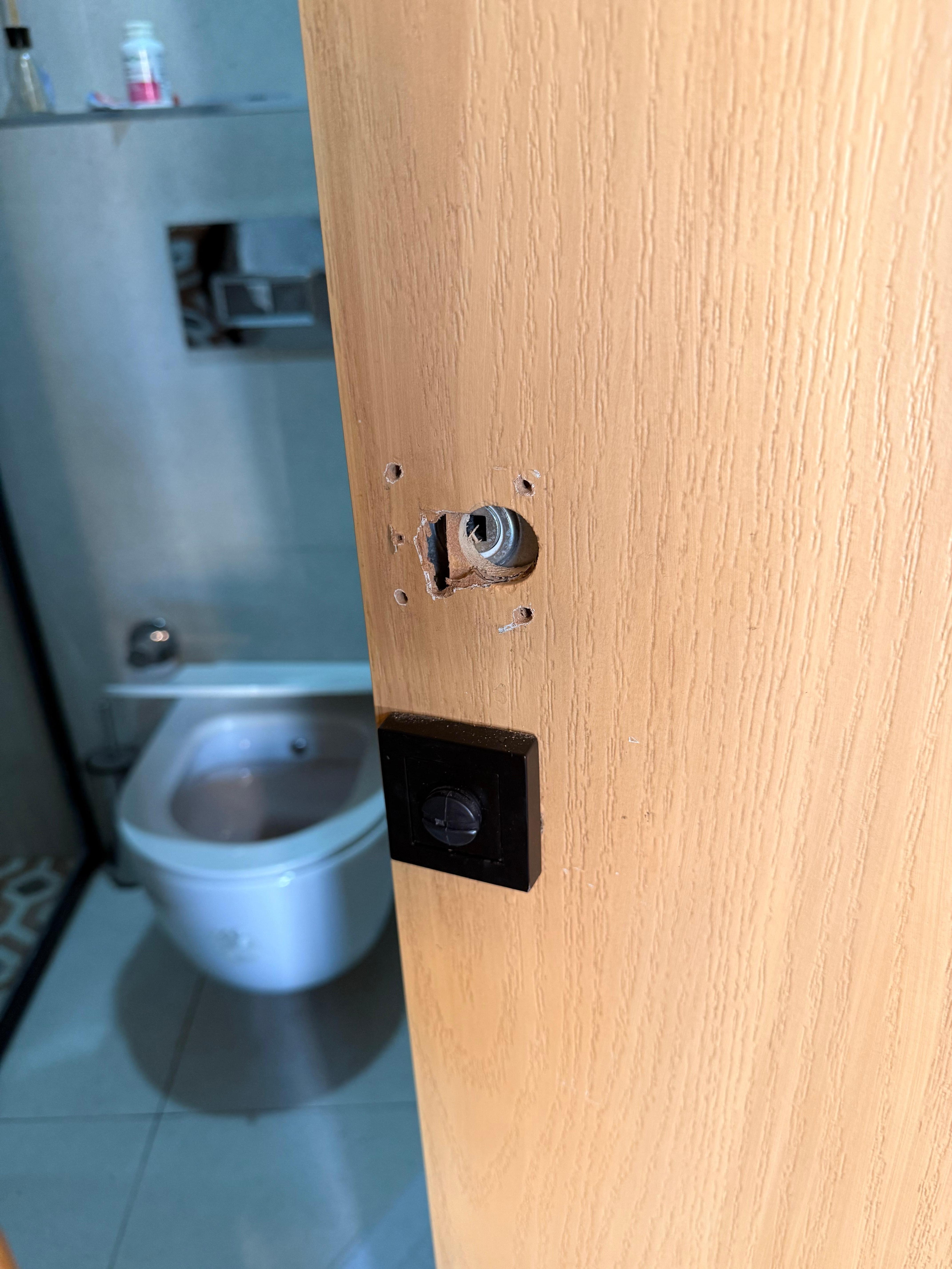 Toilet door handle broken