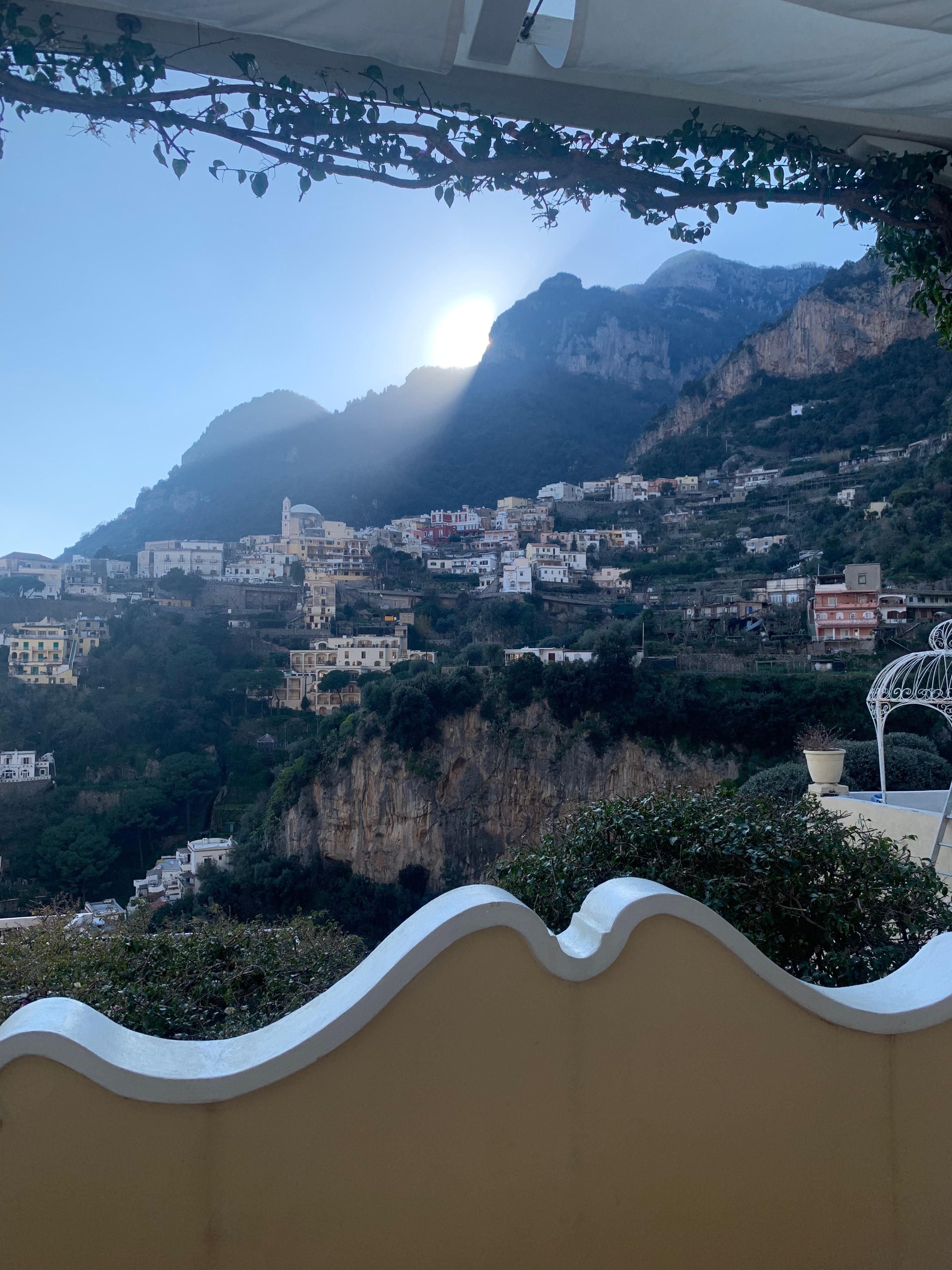 Terrace view towards the mountain. 