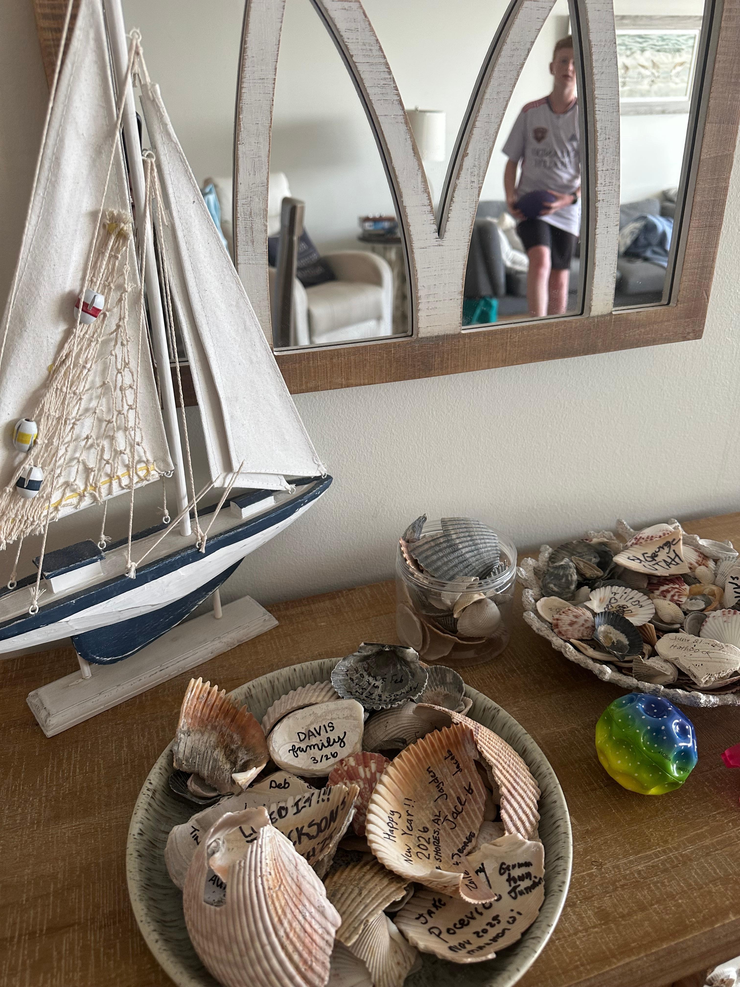 Fun alternative idea to sign a shell before leaving. 