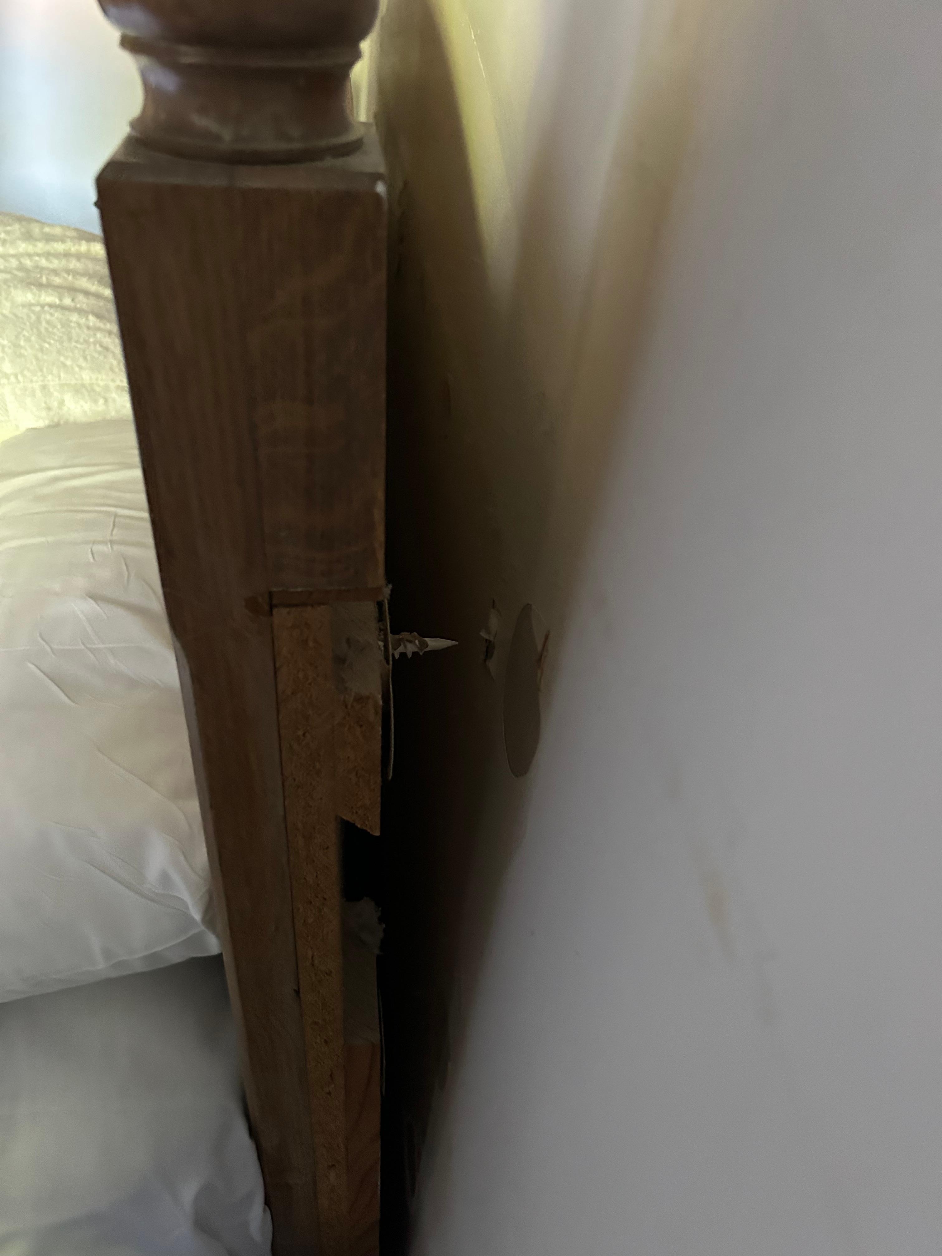 Bedhead screws have come out of wall.