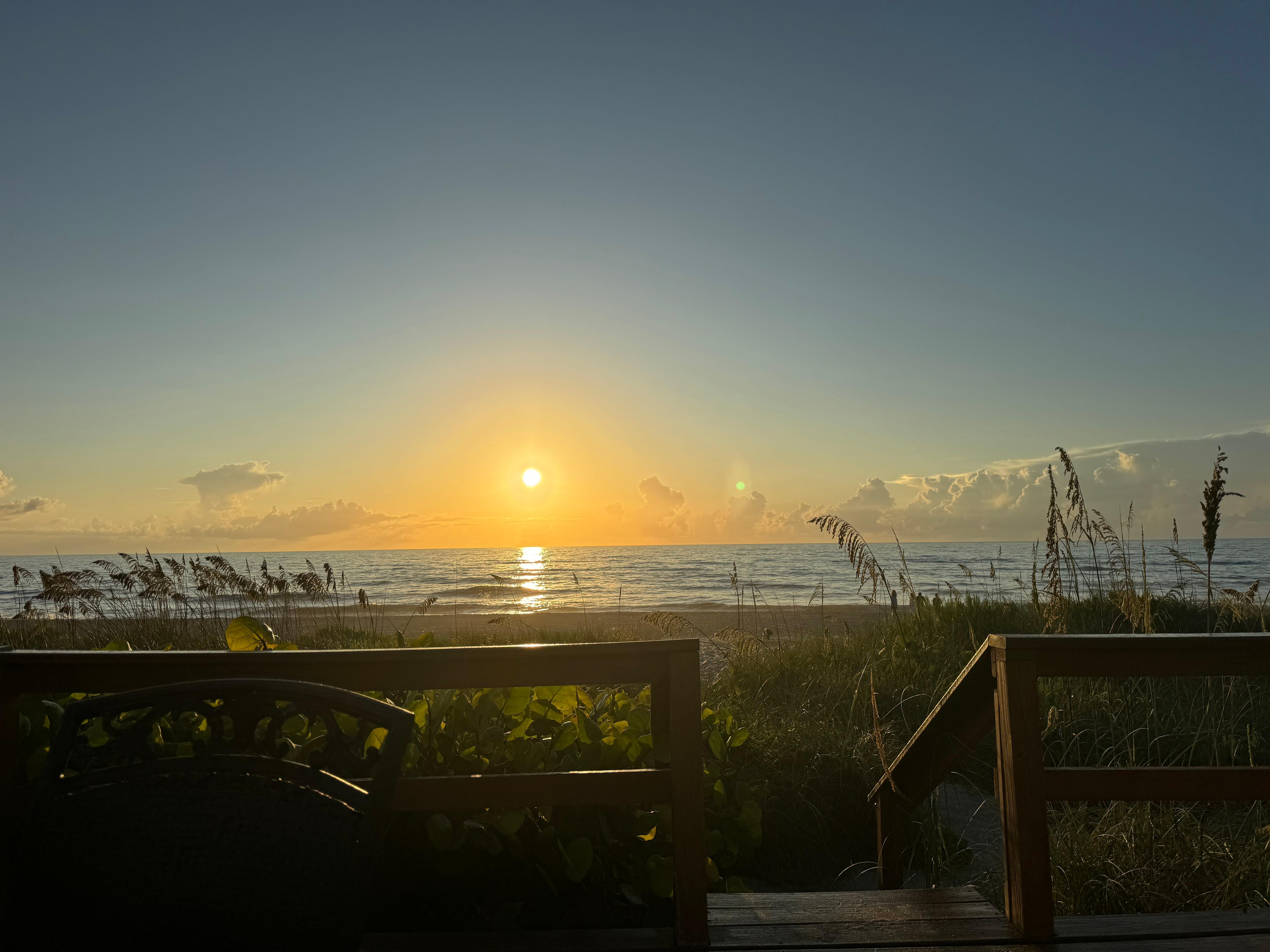 Sunrise View from Beach Bridge Deck Seating Area