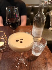 drinks we got with our dinner (dinner was delicious and gone within seconds) the espresso martini was delicious!!