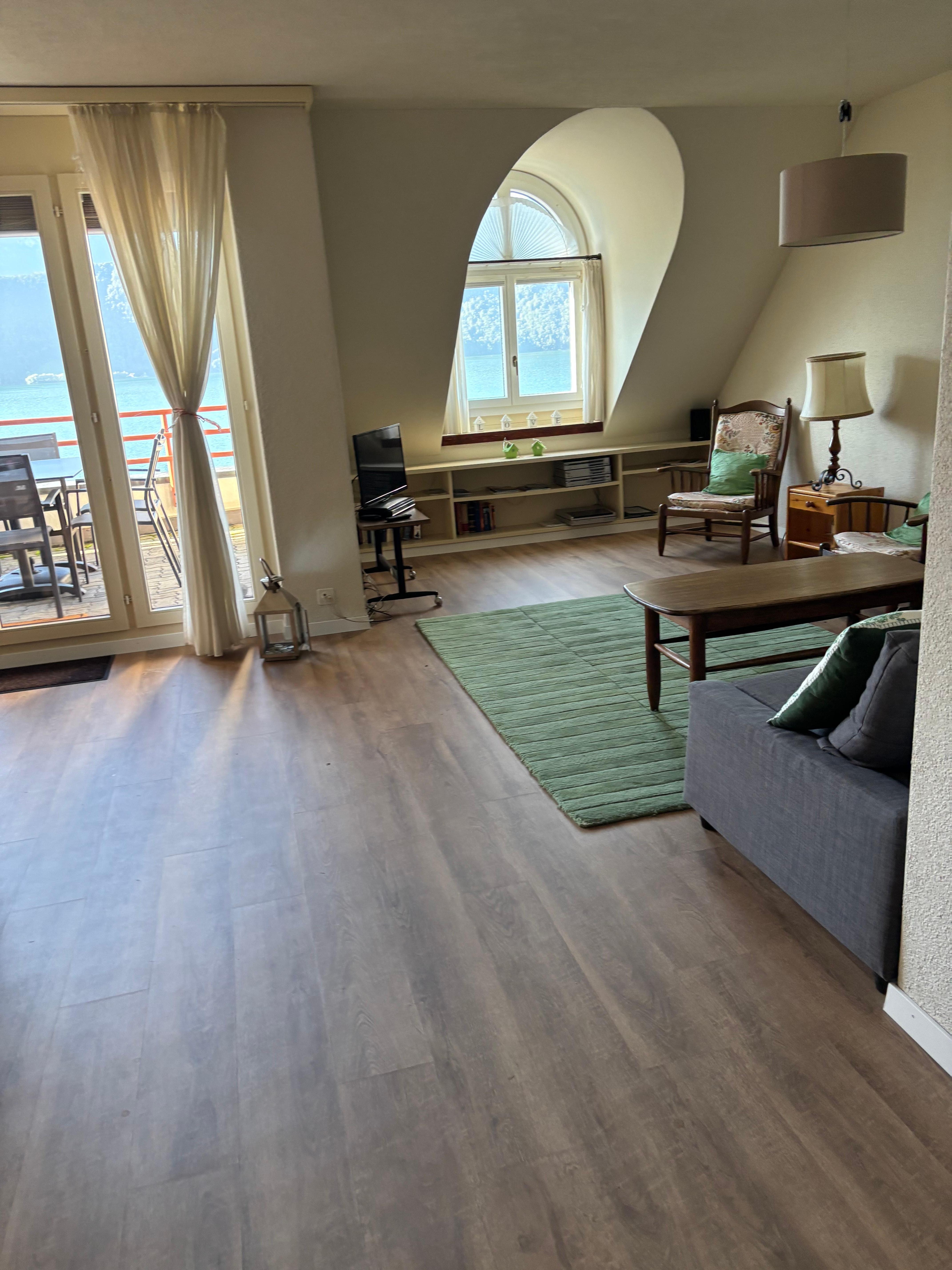 Beautiful light in the living areas, pull out sofa bed too