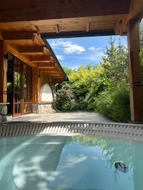 Two hot tubs outside