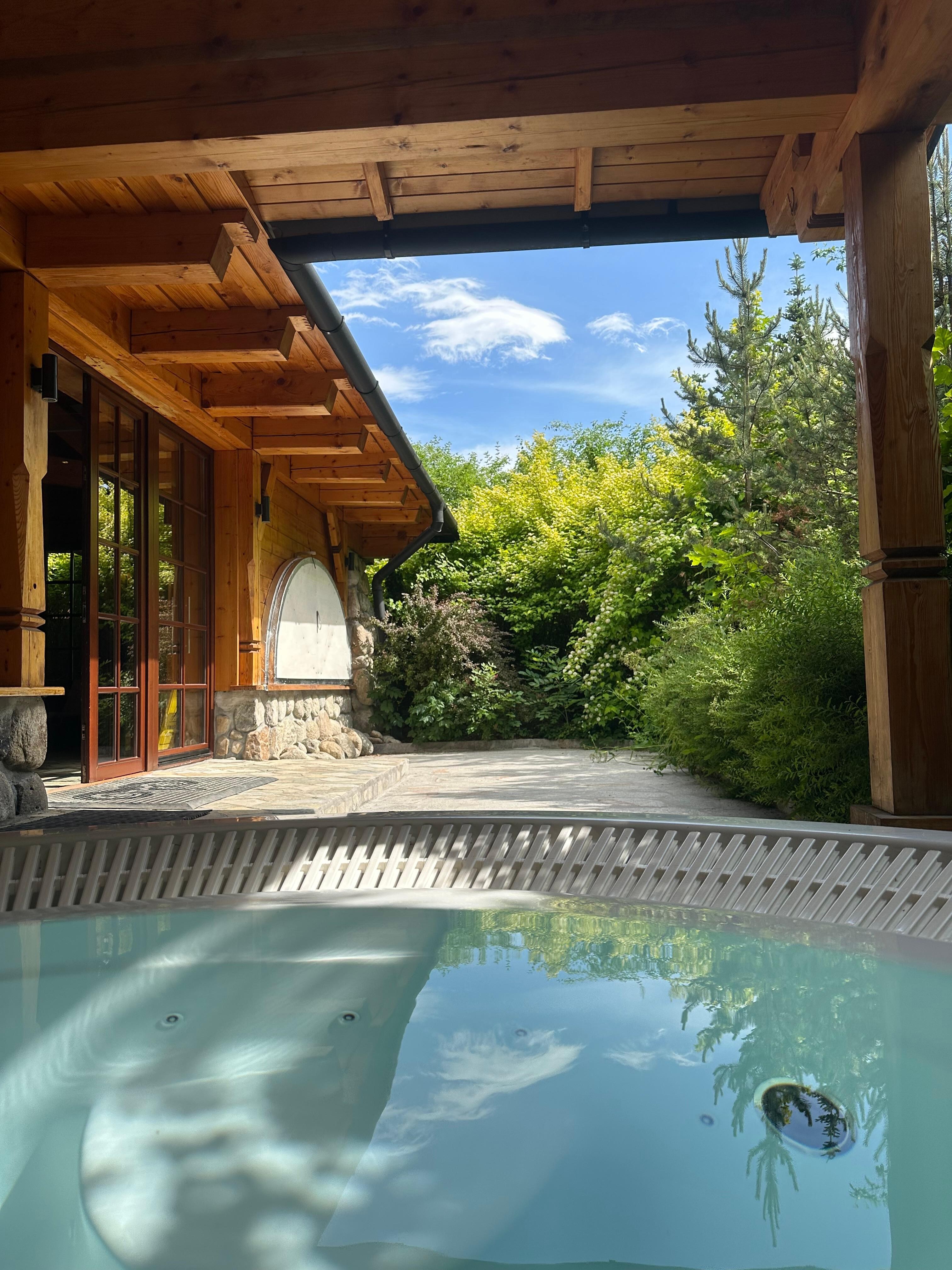 Two hot tubs outside