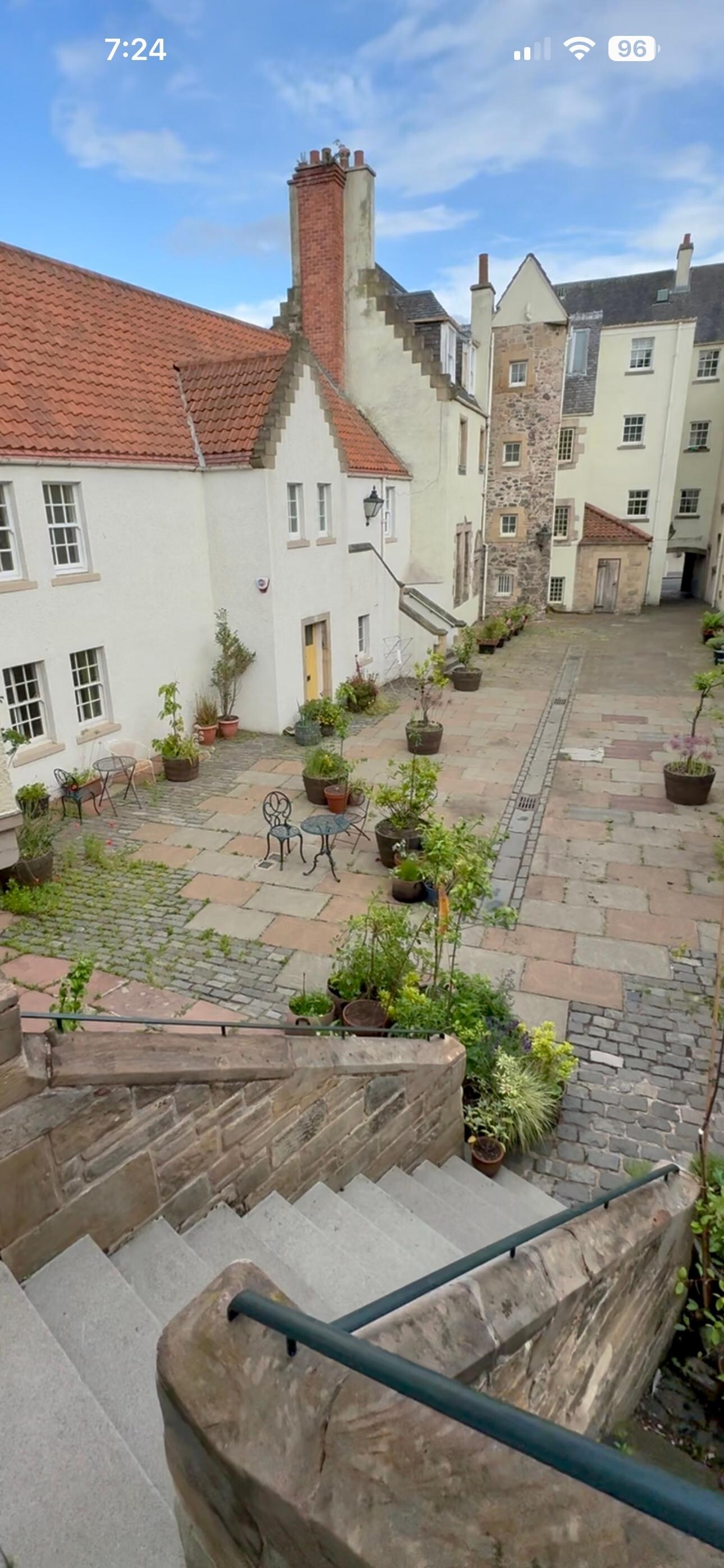 Looking down onto the courtyard 