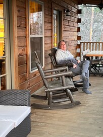 My husband relaxing on the deck.