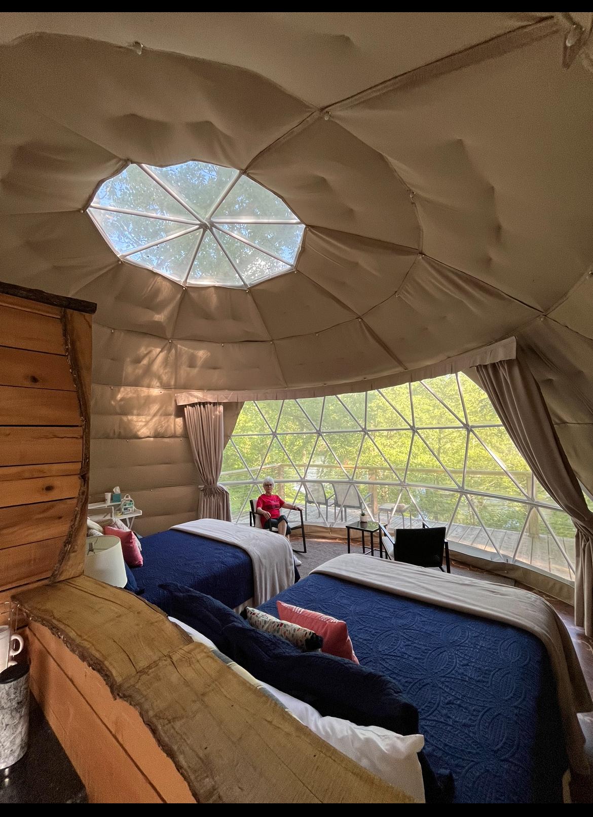 Inside the Walnut Glamping Dome