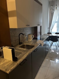 The kitchenette -even had a washing machine! Beautiful and modern