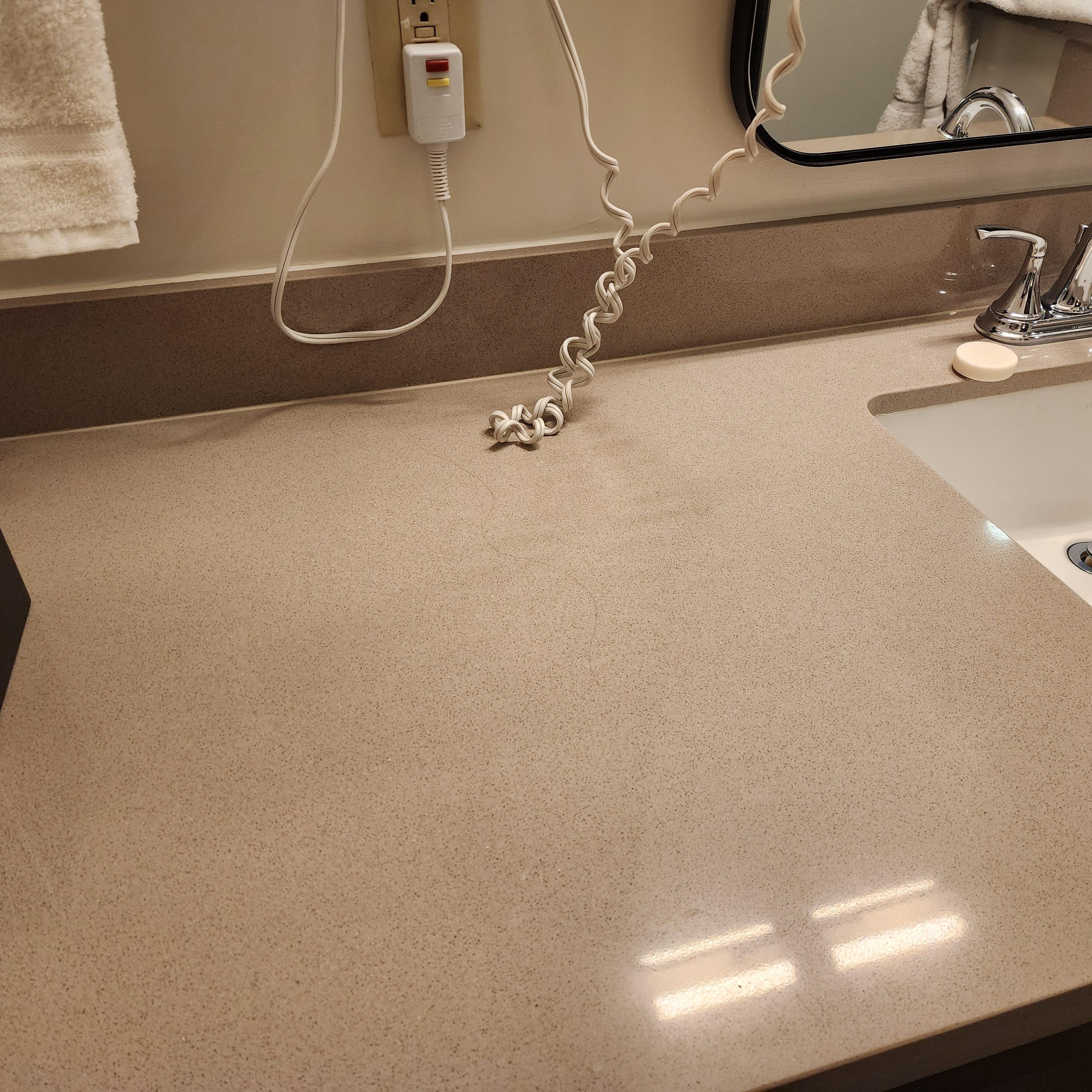 Large hair on countertop