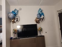 TV area where the Birthday balloons were placed!